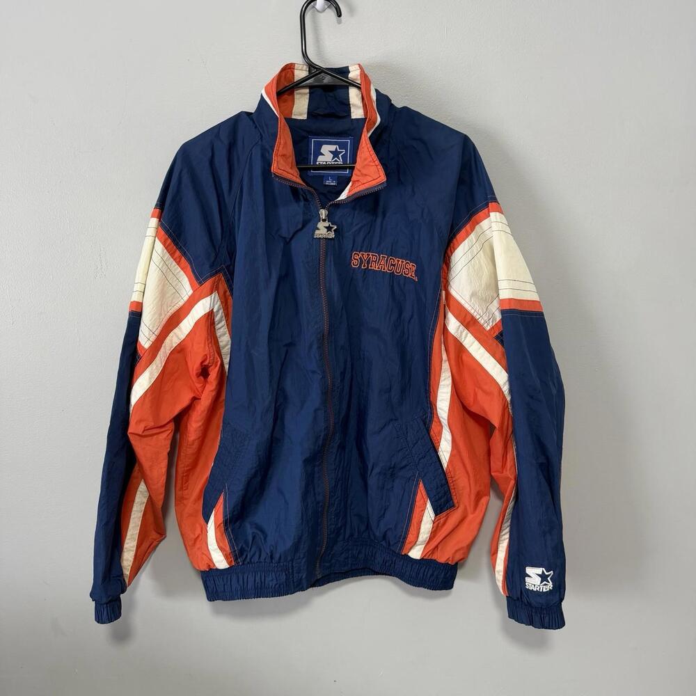Vintage 90’s Starter Syracuse University Windbreaker Jacket Large NCAA Big Logo